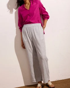 Iris Linen Blend Easy Pull-On Pants Beach Stripe