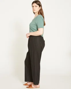 Iris Linen Blend Easy Pull-On Pants Black