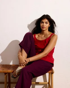 Iris Linen Blend Easy Pull-On Pants Acai