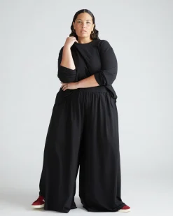 Isadora Wide Leg Lounge Pants Black