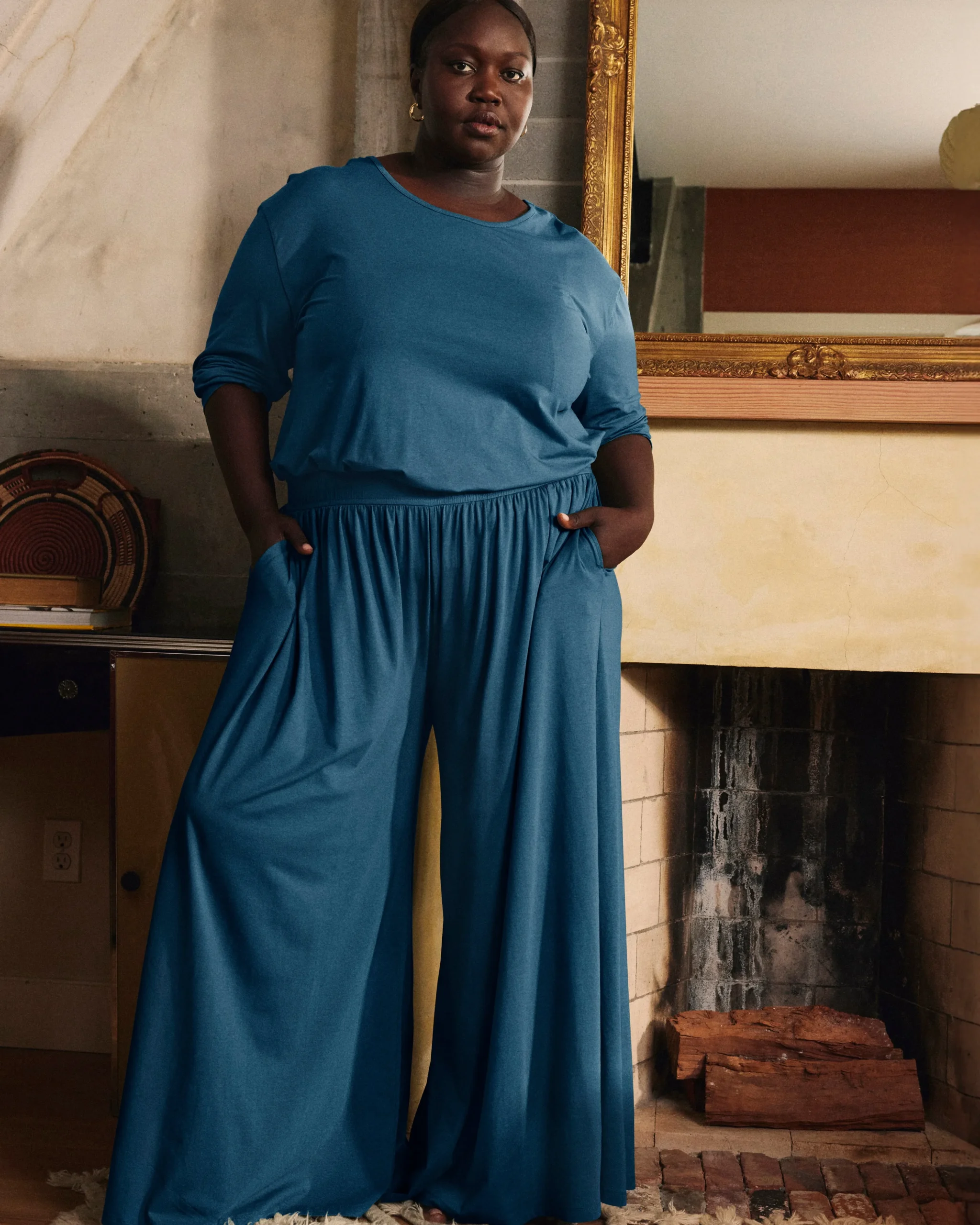 Isadora Wide Leg Lounge Pants Deep Sea