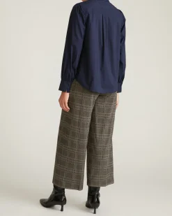 Janet Tie-Neck Cotton Poplin Shirt Navy