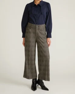 Janet Tie-Neck Cotton Poplin Shirt Navy