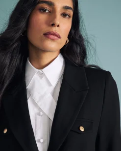 Janet Tie-Neck Cotton Poplin Shirt White
