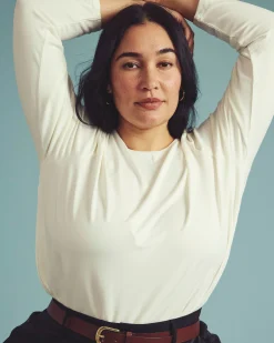 Joan Liquid Jersey Long Sleeve Top White