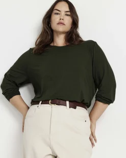 Joan Liquid Jersey Long Sleeve Top Coratina Green