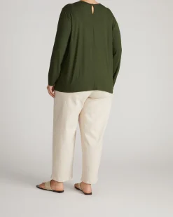 Joan Liquid Jersey Long Sleeve Top Coratina Green