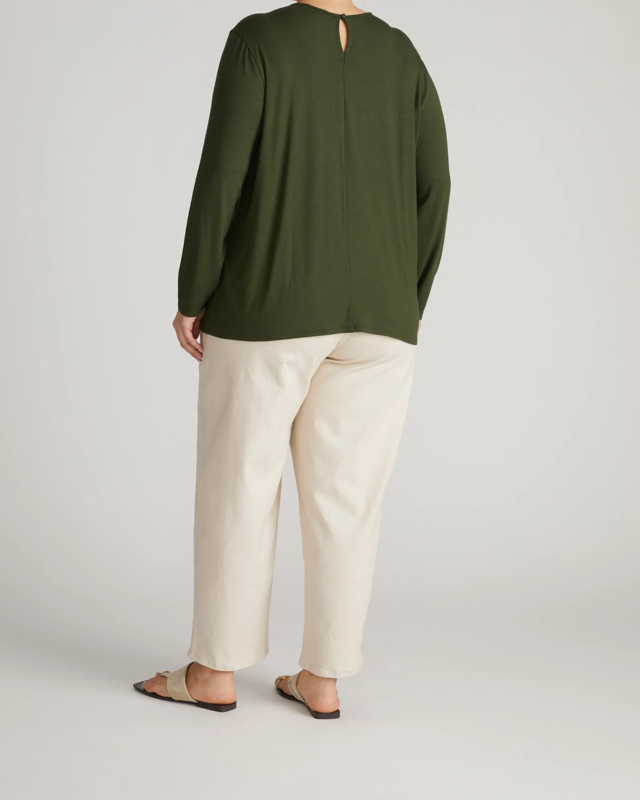 Joan Liquid Jersey Long Sleeve Top Coratina Green