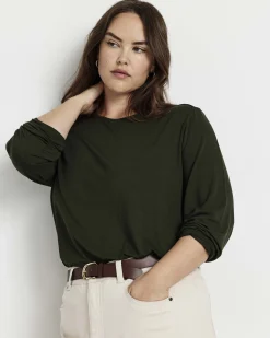 Joan Liquid Jersey Long Sleeve Top Coratina Green