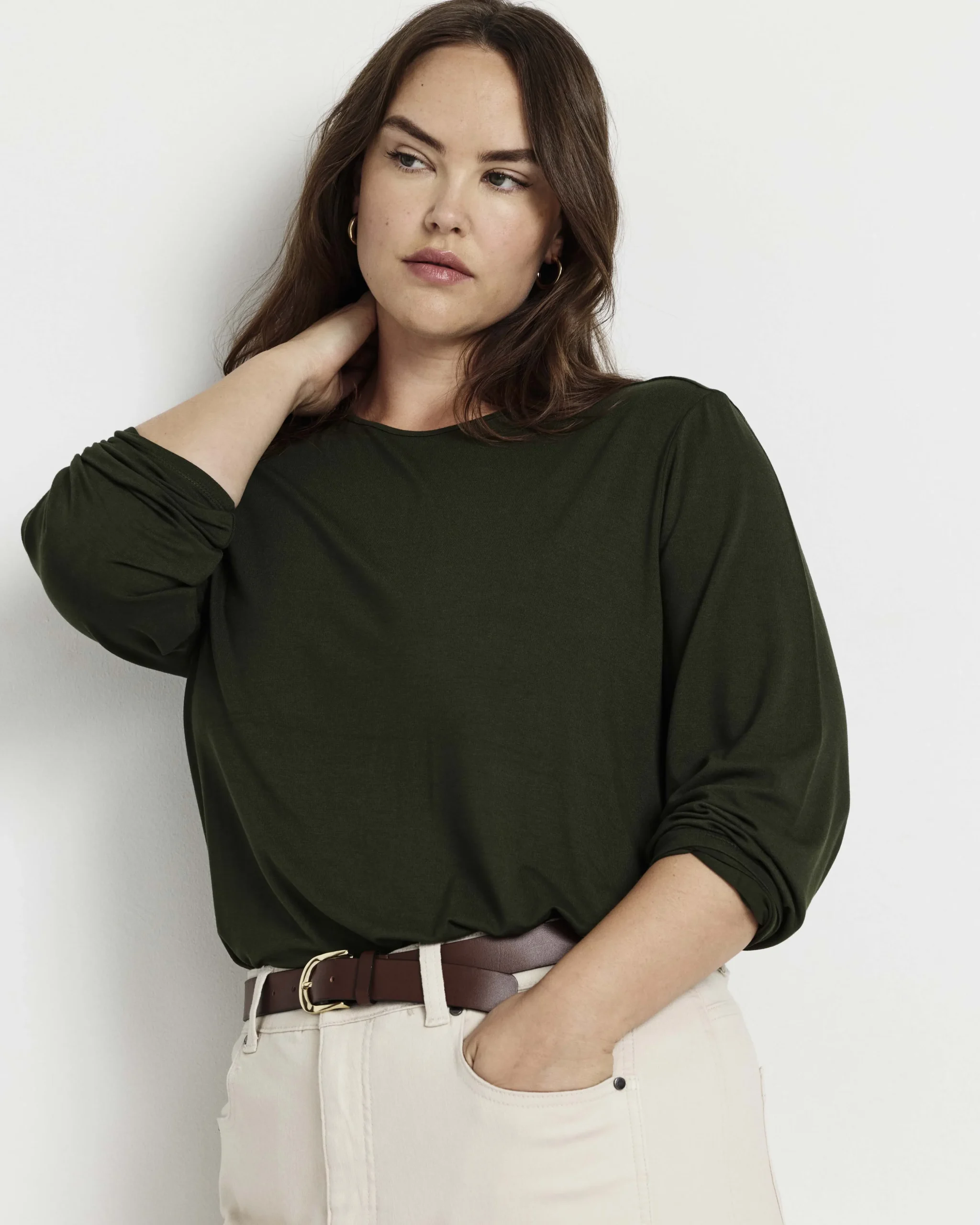 Joan Liquid Jersey Long Sleeve Top Coratina Green