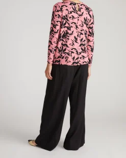 Joan Liquid Jersey Long Sleeve Top Pink Sgraffito Print