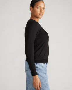 Joan Liquid Jersey Long Sleeve Top Black