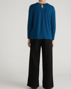 Joan Liquid Jersey Long Sleeve Top Blue Teal
