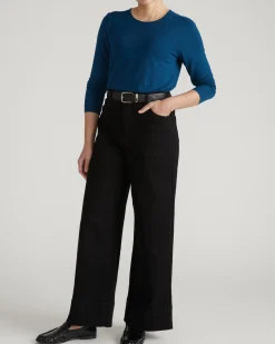 Joan Liquid Jersey Long Sleeve Top Blue Teal
