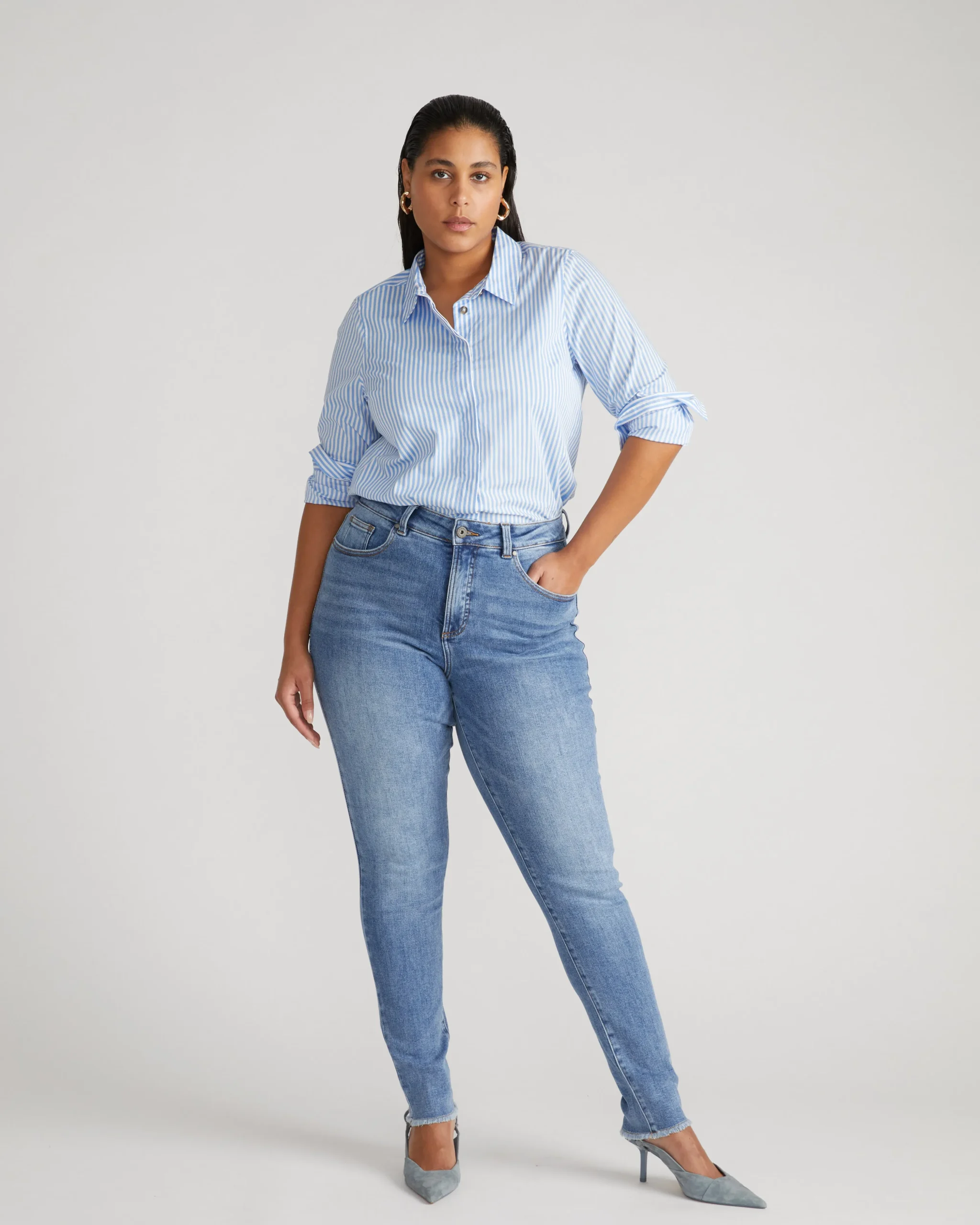 Joni High Rise Curve Slim Leg Jeans 32 Inch Bright Indigo
