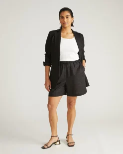 Juniper Linen Blend Easy Pull-On Shorts Black
