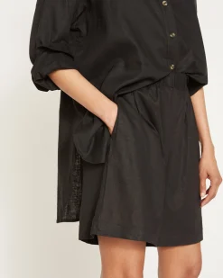 Juniper Linen Blend Easy Pull-On Shorts Black