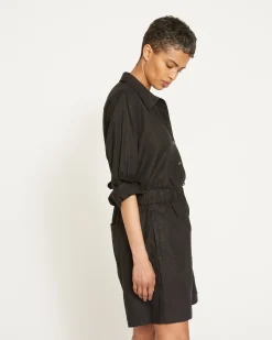 Juniper Linen Blend Easy Pull-On Shorts Black