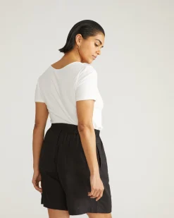 Juniper Linen Blend Easy Pull-On Shorts Black