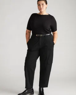 Karlee Stretch Cotton Twill Cargo Pants Black