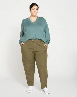 Karlee Stretch Cotton Twill Cargo Pants Ivy
