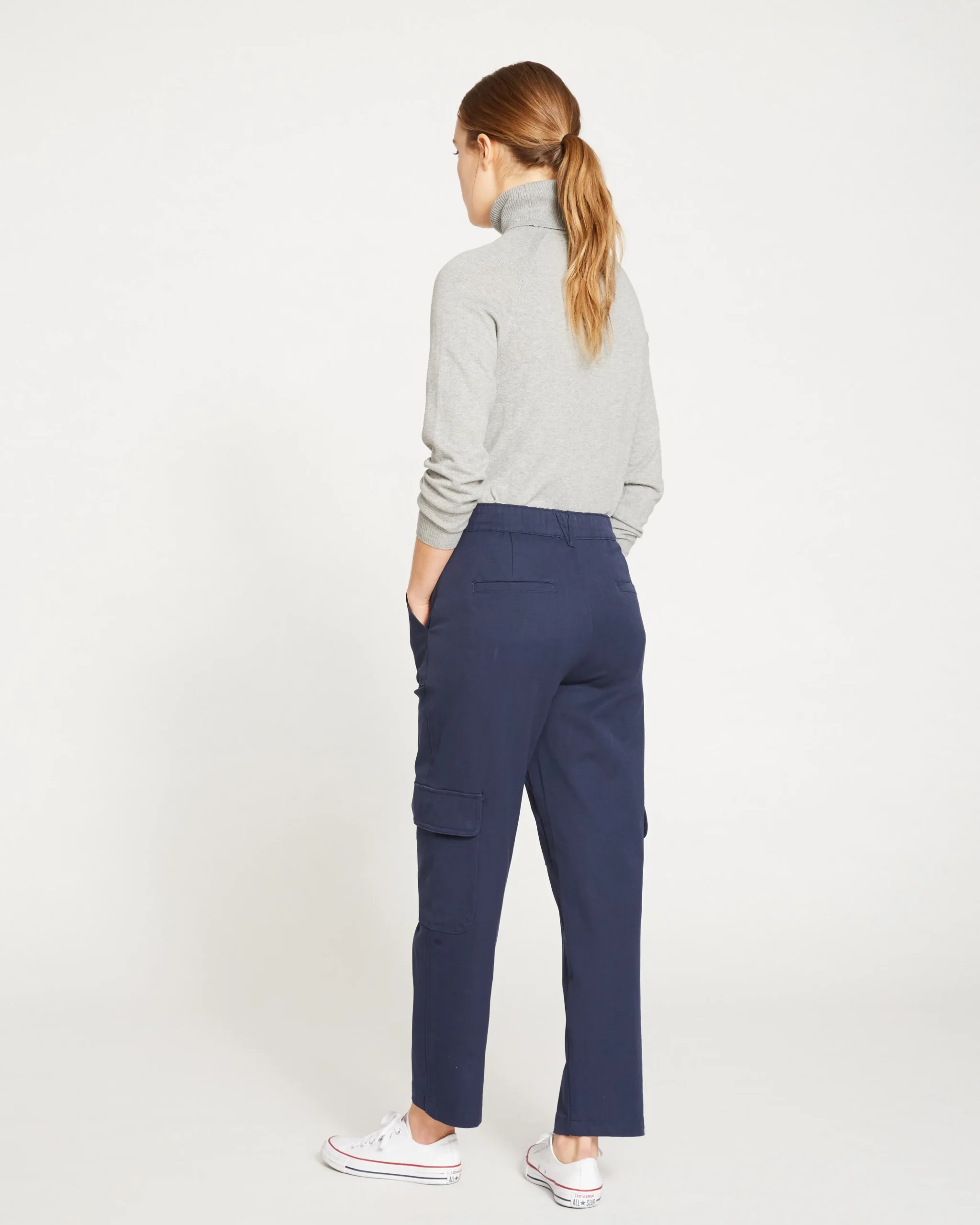 Karlee Stretch Cotton Twill Cargo Pants Navy