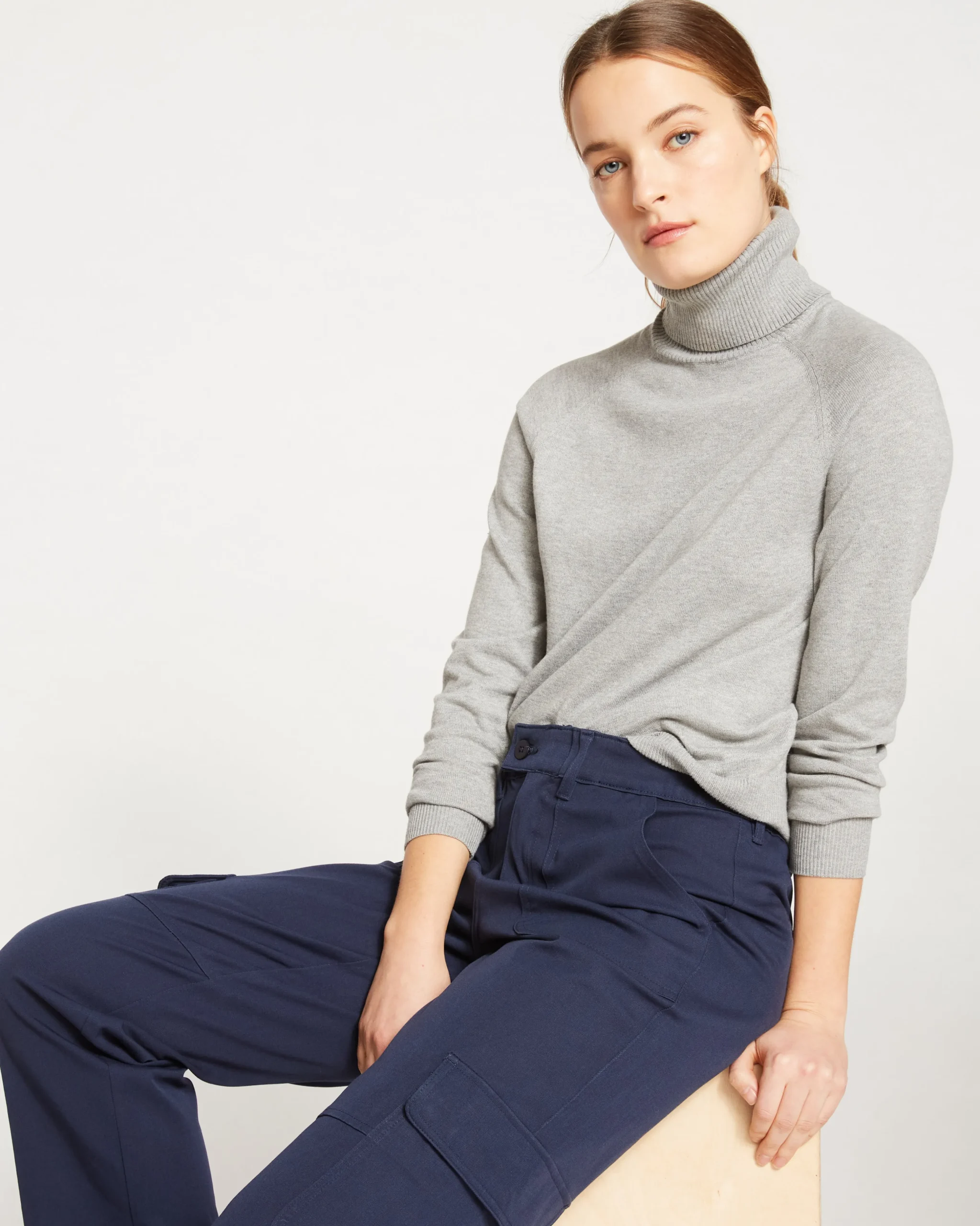 Karlee Stretch Cotton Twill Cargo Pants Navy