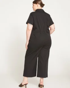 Kate Stretch Cotton Twill Jumpsuit Black