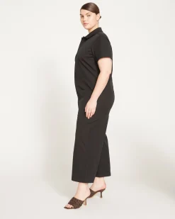 Kate Stretch Cotton Twill Jumpsuit Black