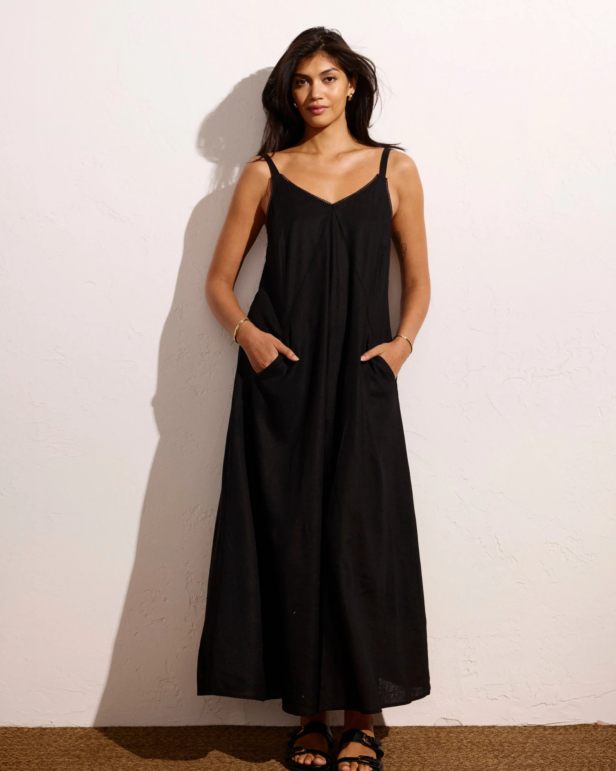 Kite Linen Blend Dress Black