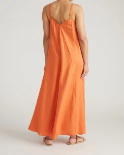 Kite Linen Blend Dress Italian Orange