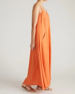 Kite Linen Blend Dress Italian Orange