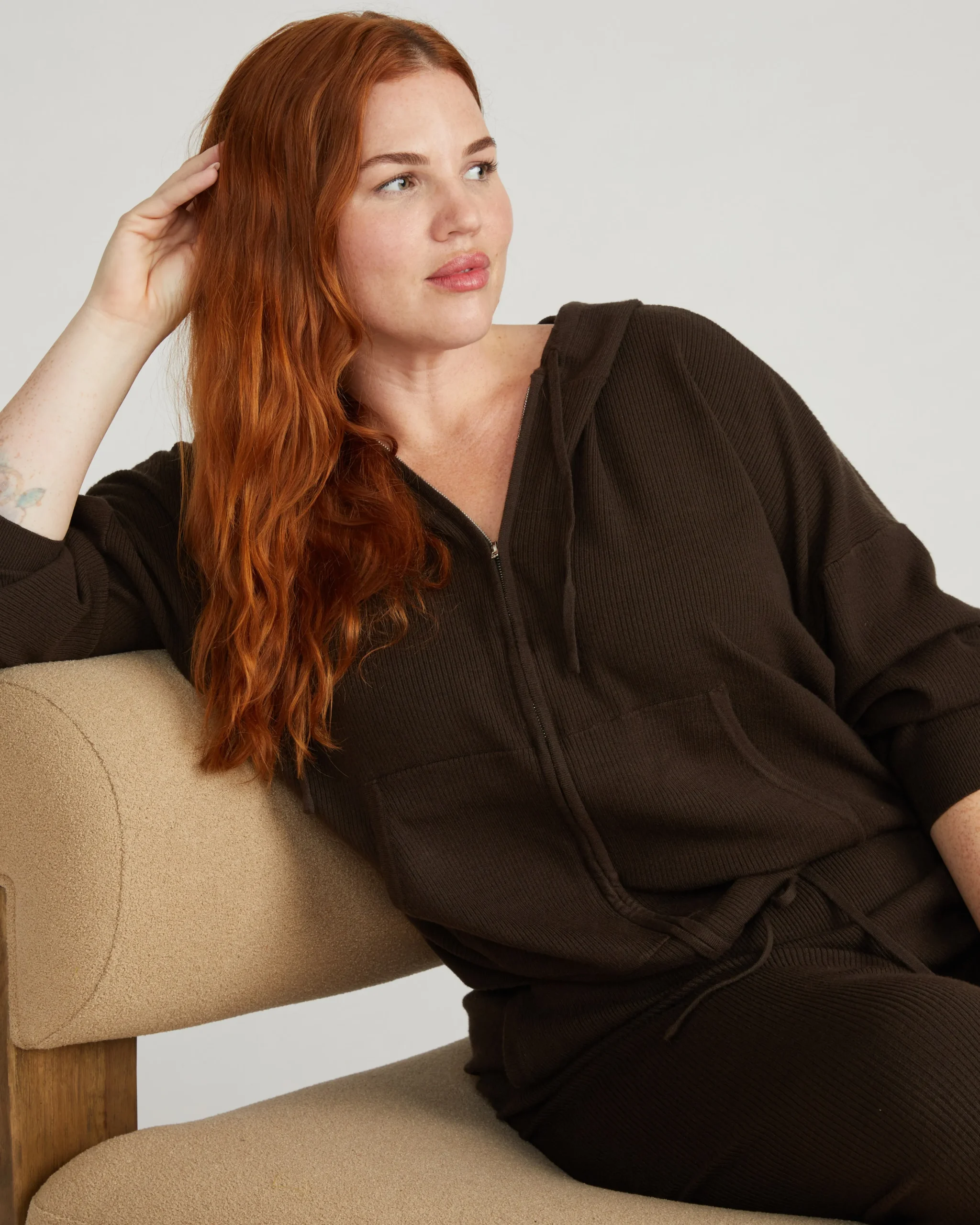 Knitted Mila Zip Hoodie Espresso