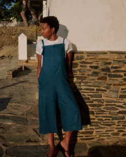 Kora Linen Blend Overalls Ink Blue