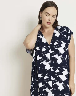 Kris Divine Jersey Kaftan Navy Santiago Print