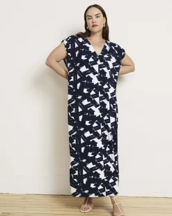 Kris Divine Jersey Kaftan Navy Santiago Print