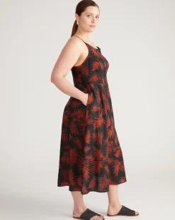 Kuki Linen Blend Midi Dress Bohem Print