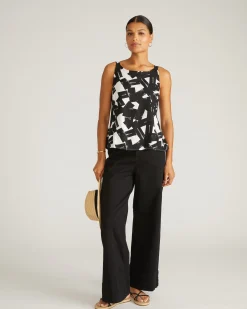 Kuki Sleeveless Linen Blend Top Santiago Print