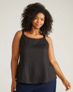 Kuki Sleeveless Linen Blend Top Black
