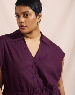 Laurel Linen Blend Dress Acai