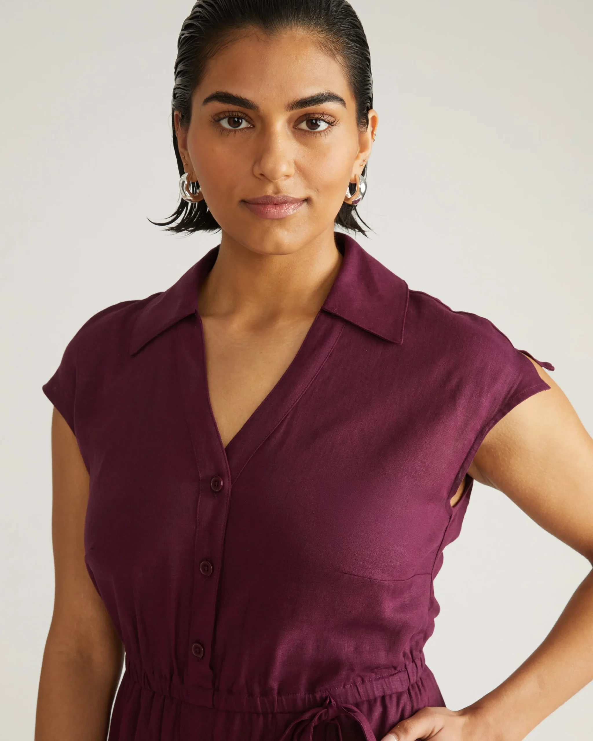 Laurel Linen Blend Dress Acai