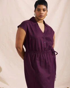 Laurel Linen Blend Dress Acai