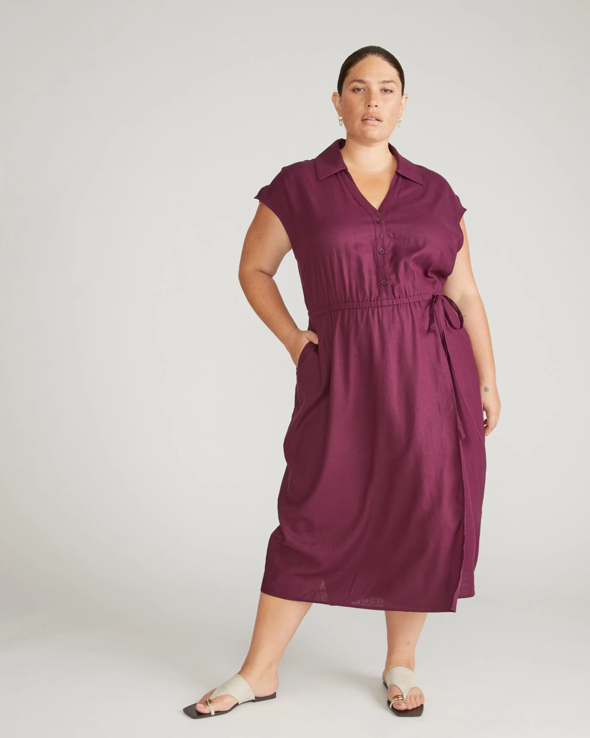 Laurel Linen Blend Dress Acai