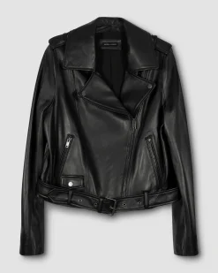Leeron Leather Moto Jacket Black