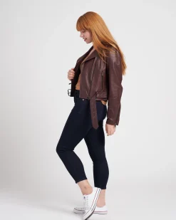 Leeron Leather Moto Jacket Chili Chocolate