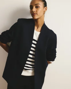 Lennox Collarless Ponte Blazer Navy
