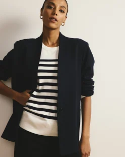 Lennox Collarless Ponte Blazer Navy