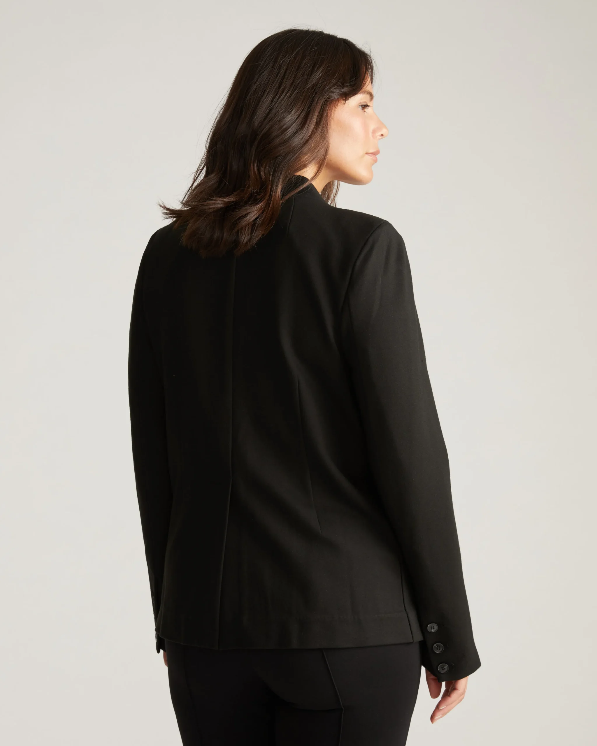 Lennox Collarless Ponte Blazer Black