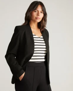 Lennox Collarless Ponte Blazer Black
