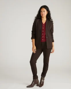 Lennox Collarless Ponte Blazer Espresso
